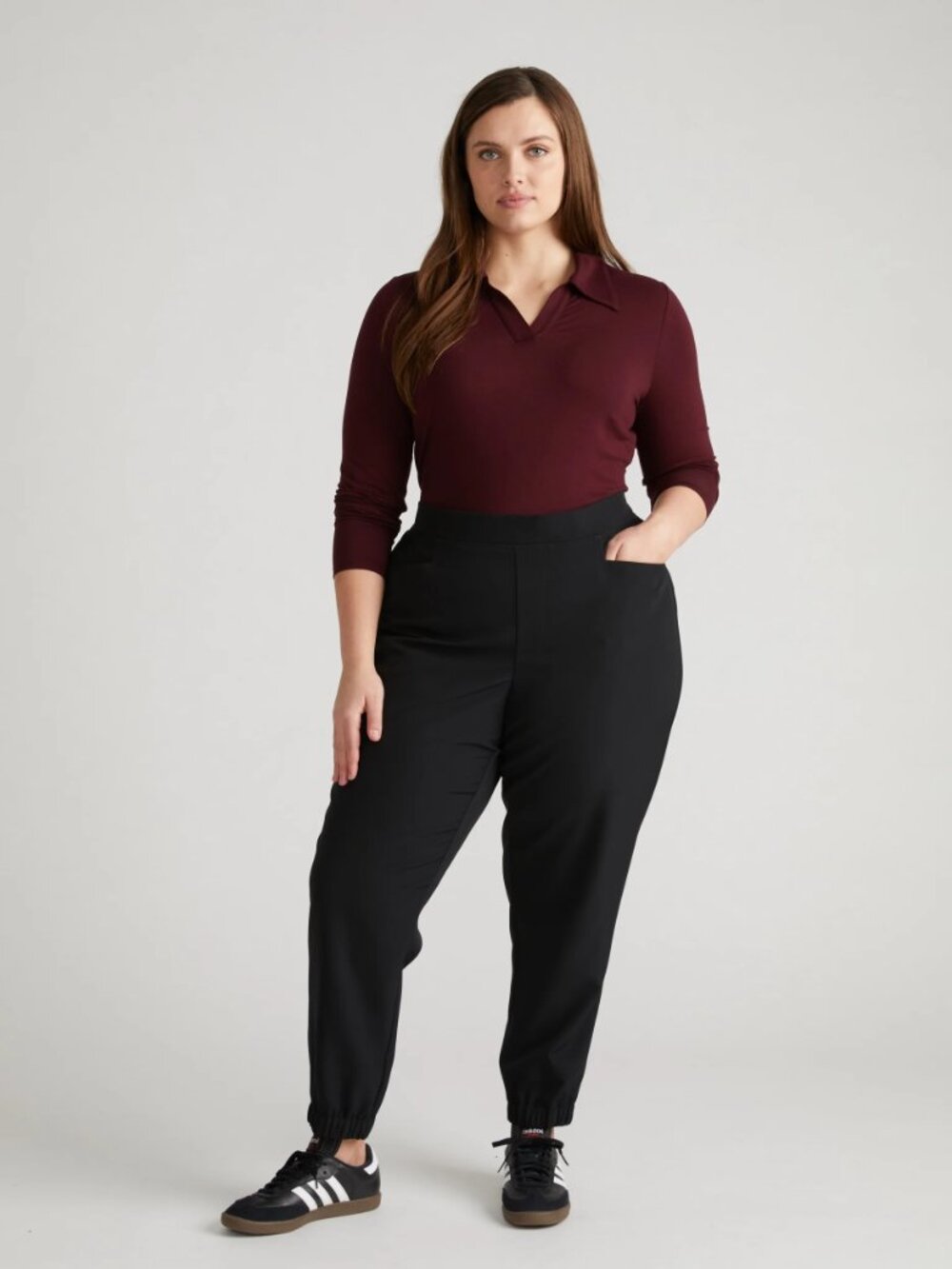 Universal Standard Go-Stretch Joggers Size M 18/20 Black Pull On Zip Pockets